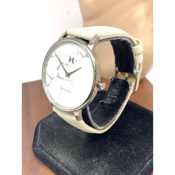 MVMT Women's Watch QMB01-Tima Quartz White Gray Marble Dial Leather Band 38mm - Picture 2 of 14